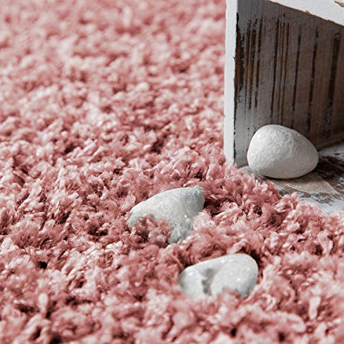 Alfombra Shaggy De Pelo Alto Y Largo Gran Espesor del Hilo En Rosa Pastel Liso, tamaño:120x170 cm