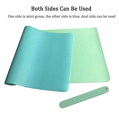 Alfombrilla para Ratón,900 x400x2mm Ultra fino Antideslizante e impermeable alfombrilla para escritorio del cuero de la PU Super-Portátil Alfombrilla con Doble cara (Verde menta + Azul ciel)