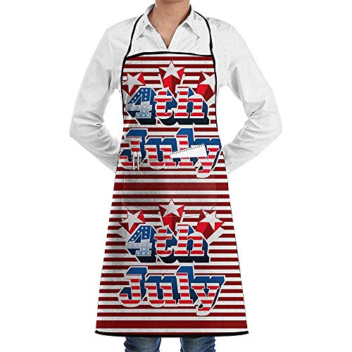 alice-shop Delantal con Peto Americano del 4 de Julio con Bolsillos Largos, Delantal de Cocina Unisex para cocinar