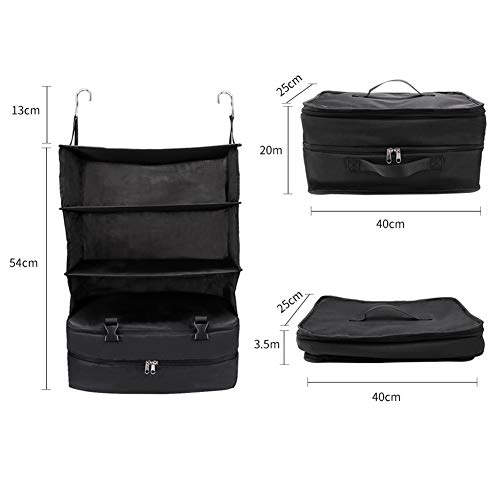 Alicer – Bolsa de viaje portátil, 3 capas, plegable, armario de pared, estantería, organizador de ropa, organizador de equipaje Negro Talla única