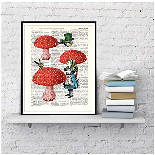 Alicia en el país de las maravillas Alicia encontrando amigos Alicia en el país de las maravillas Collage Imprimir en carteles e impresiones de libros de arte vintage-50x70cmx1pcs -Sin marco