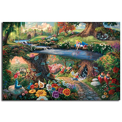 Alicia en el país de las maravillas lienzo pintura por Thomas Kinkade carteles impresiones arte de la pared imagen moderna decoración del hogar niño Navidad regalos sin marco