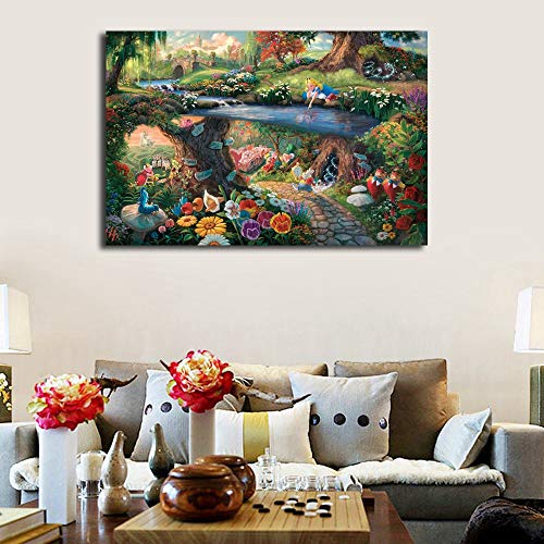 Alicia en el país de las maravillas lienzo pintura por Thomas Kinkade carteles impresiones arte de la pared imagen moderna decoración del hogar niño Navidad regalos sin marco