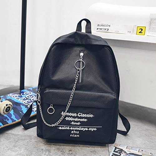 ALIKEEY Mujer Letra Impresión Bolso De Hombro Moda Cadena Tendencia Mochila Pierna Piel Carro Plateado Guess Camara Reflex Cambiador Cochecito Cintura Asas Blanco