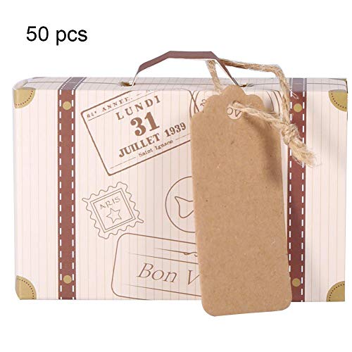 Alinory Candy Box, 50pcs/Set Novela Mini Maleta Elegante Caja de Regalo de Dulces de Cartón Portátil Boda Fiesta Cumpleaños