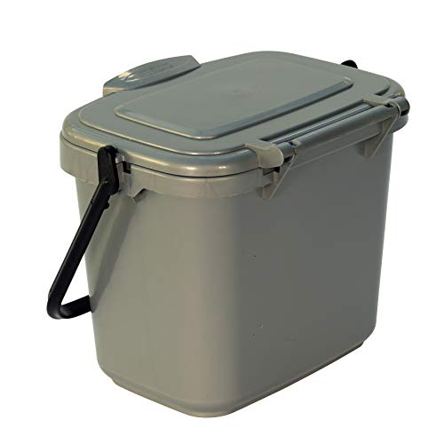 All-Green Cubo de plástico para Compost de Cocina de 5 litros, con 50 Bolsas de asa, Color Plateado y Gris