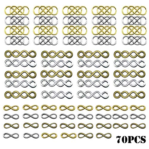 Allazone 70 Pz Aleación en Forma de Símbolo, Infinito Aleación Alambre para Manualidades, Joyería, Pulsera, Collar, Pendientes, Joyería, Accesorios de Decoración