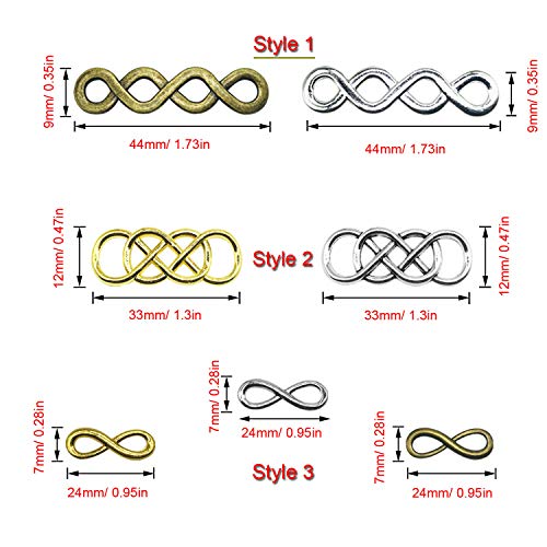 Allazone 70 Pz Aleación en Forma de Símbolo, Infinito Aleación Alambre para Manualidades, Joyería, Pulsera, Collar, Pendientes, Joyería, Accesorios de Decoración
