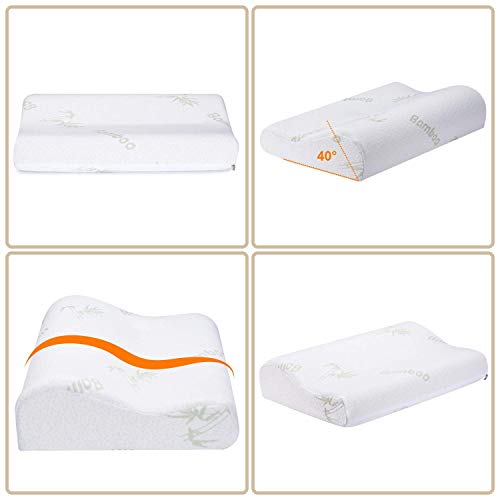 Almohada Cervical y Ortopédica, Mogomiten Almohada De Espuma Con Memoria - Almohada Hipoalergénica Para El Sueño Anti-Ronquido - 50 × 30 Cm (Blanco)
