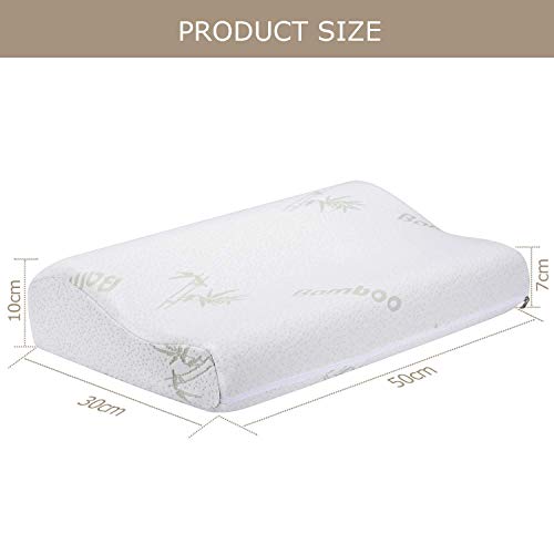 Almohada Cervical y Ortopédica, Mogomiten Almohada De Espuma Con Memoria - Almohada Hipoalergénica Para El Sueño Anti-Ronquido - 50 × 30 Cm (Blanco)