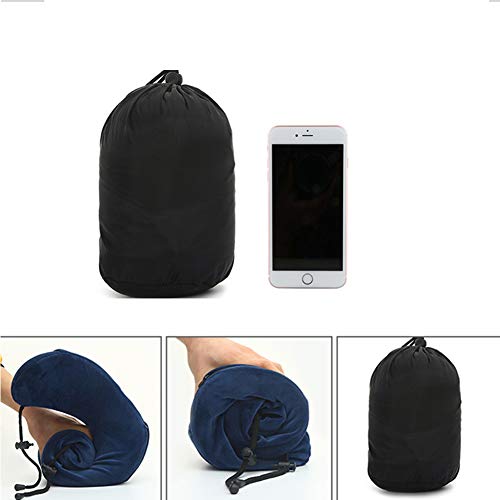 Almohada de viaje, cómodo cojín portátil para la cabeza del cuello, con estuche, máscara para los ojos y tapones para los oídos, para el avión, el tren, el automóvil, el viaje, la lectura, el s