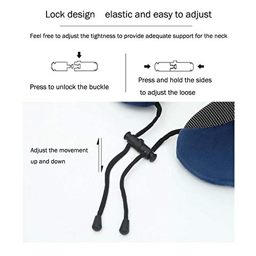 Almohada de viaje, cómodo cojín portátil para la cabeza del cuello, con estuche, máscara para los ojos y tapones para los oídos, para el avión, el tren, el automóvil, el viaje, la lectura, el s