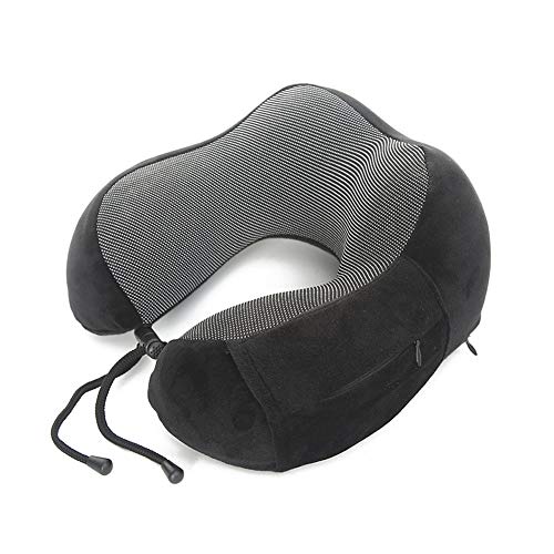 Almohada de viaje, cómodo cojín portátil para la cabeza del cuello, con estuche, máscara para los ojos y tapones para los oídos, para el avión, el tren, el automóvil, el viaje, la lectura, el s