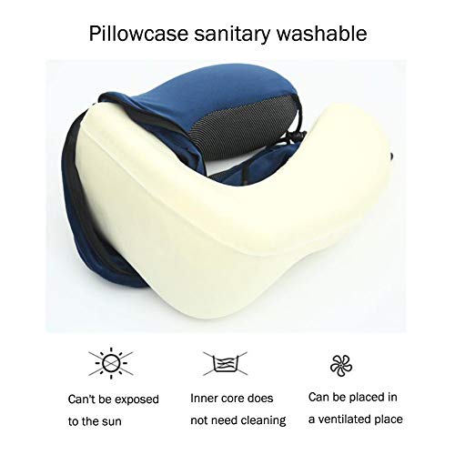 Almohada de viaje, cómodo cojín portátil para la cabeza del cuello, con estuche, máscara para los ojos y tapones para los oídos, para el avión, el tren, el automóvil, el viaje, la lectura, el s