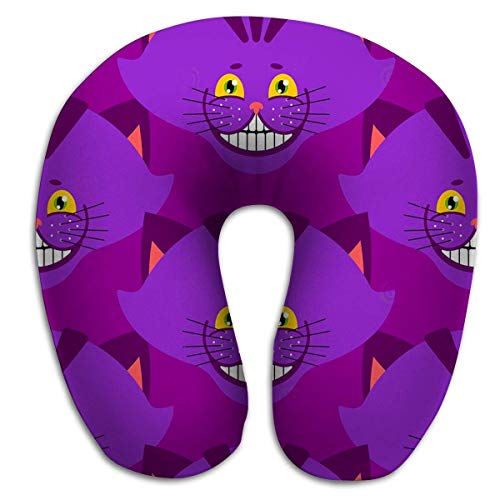 Almohada en Forma de U, Gato de Cheshire Patrón de Sonrisa Textura Fantástica Mascota Alice wonde Wonderland Magic Animal Background