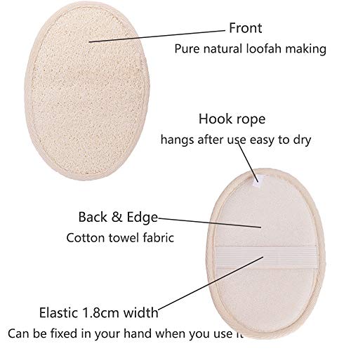 Almohadilla esponjosa esponjosa exfoliante, esponja esponjilla esponjilla lufa y esponja natural, esponja vegetal y material de tela de rizo Depurador esponja Loofa (6片)