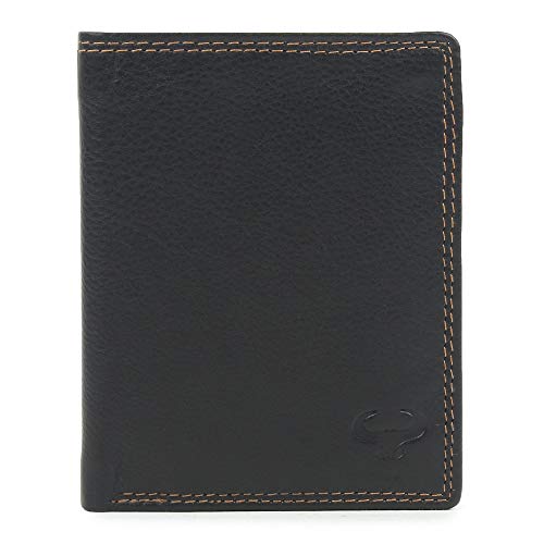 AlphaHide Billetera con bloqueo RFID para hombre - Diseño plegable vertical - Funda delgada para tarjeta de crédito - Cartera con bolsillo frontal Negro negro/marrón small