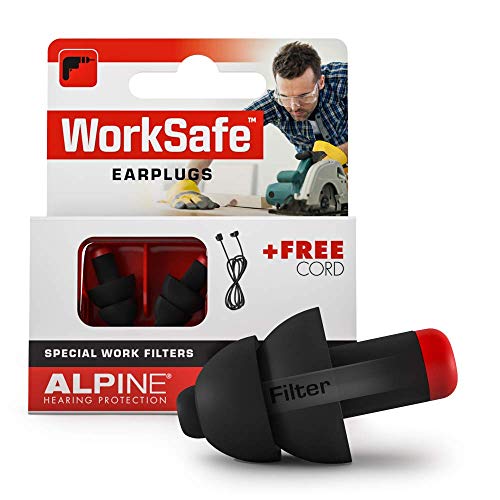 Alpine WorkSafe Tapones Protección auditiva para los DIY y el Trabajo - Tapones de Trabajo - Cordón de Seguridad Gratuito - Cómodo Material hipoalergénico - Tapones Reutilizables