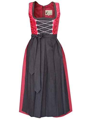 Alte Liebe Auténtico Vestido de Halloween bávaro 2 PC. alemán Dirndl con Delantal de Encaje Oktoberfest Trachten tamaño 32-46 (38)