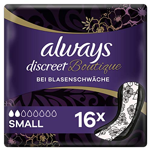 Always Discreet Boutique - Compresas para incontinencia (tamaño pequeño, 16 unidades, 75 g)