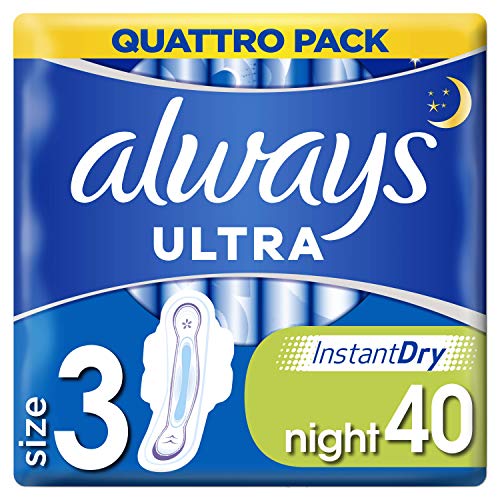 Always Ultra – Compresas noche con alas tamaño 3, 40 unidades