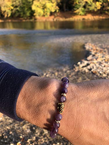 Amatista pulsera de elefante con perlas naturales y piezas destacadas de cristal – BERGERLIN