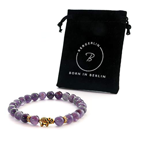 Amatista pulsera de elefante con perlas naturales y piezas destacadas de cristal – BERGERLIN