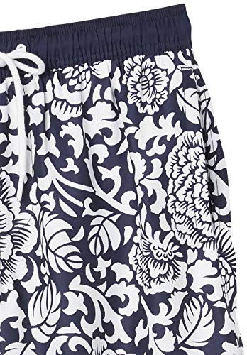Amazon Essentials Bañador de 9"de secado rápido fashion-swim-trunks, Black Vintage Floral, US XS (EU XS)