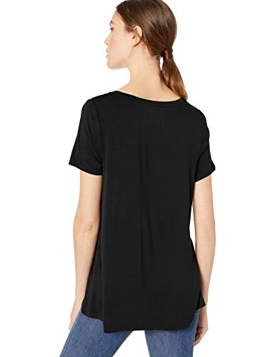 Amazon Essentials - Camiseta de manga corta holgada con cuello redondo para mujer, Negro, US S (EU S - M)