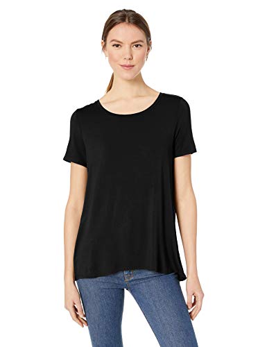 Amazon Essentials - Camiseta de manga corta holgada con cuello redondo para mujer, Negro, US S (EU S - M)