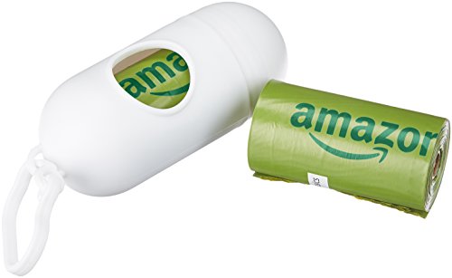 AmazonBasics - Bolsa mejorada para heces de perro con aditivos EPI y dispensador y pinza para correa - 540 unidades, pepino