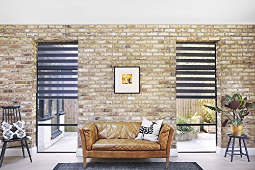 AmazonBasics - Estor enrollable de doble capa, 76 x 150 cm, Crema