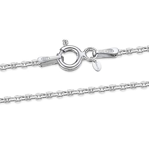 Amberta® Joyería - Collar - Fina Plata De Ley 925 - Diamante Corte - Cadena de Belcher - 1.3 mm - 40 45 50 55 60 70 cm (70cm)
