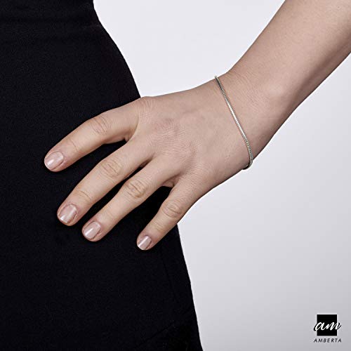 Amberta® Joyería - Pulsera - Fina Plata De Ley 925 - Cadena de Serpiente - 1.9 mm - 18 19 20 cm (20cm)