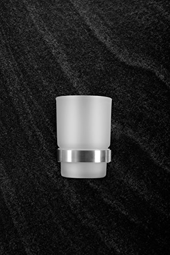 Ambrosya® | Exclusivo Titular de Cepillo de Dientes Hecho de Acero Inoxidable | Cuarto de baño Taza de baño Soporte de Vidrio Montaje Inodoro Pasta de Dientes (Acero Inoxidable (Cepillado))