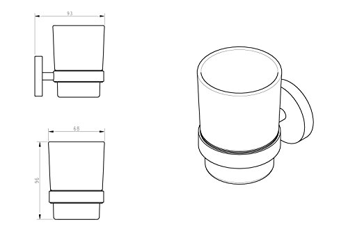 Ambrosya® | Exclusivo Titular de Cepillo de Dientes Hecho de Acero Inoxidable | Cuarto de baño Taza de baño Soporte de Vidrio Montaje Inodoro Pasta de Dientes (Acero Inoxidable (Cepillado))