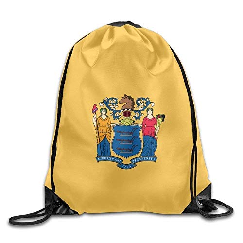 American Oregon State Flag Sackpack Drawstring Bags Polyester Backpack Outdoor Sports Gym Bag Yoga Runner Daypack Team Training Gymsack Big Capacity (Twin Sides) American New Jersey State Flag