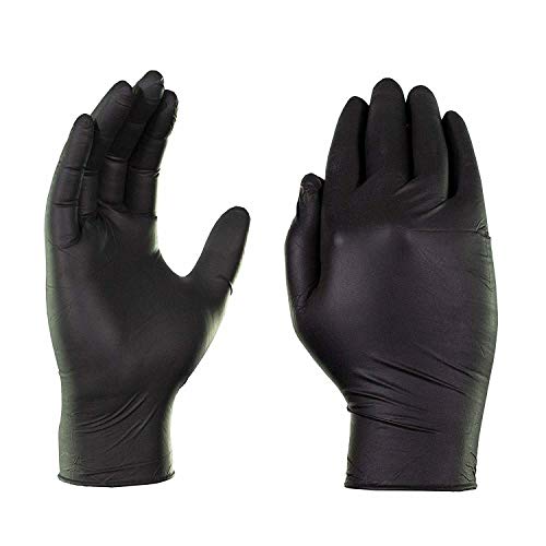 Ammex GlovePlus - Guantes de nitrilo, negros, sin látex, desechables, sin polvo (caja de 100)