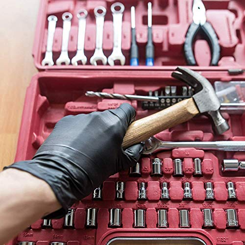 Ammex GlovePlus - Guantes de nitrilo, negros, sin látex, desechables, sin polvo (caja de 100)