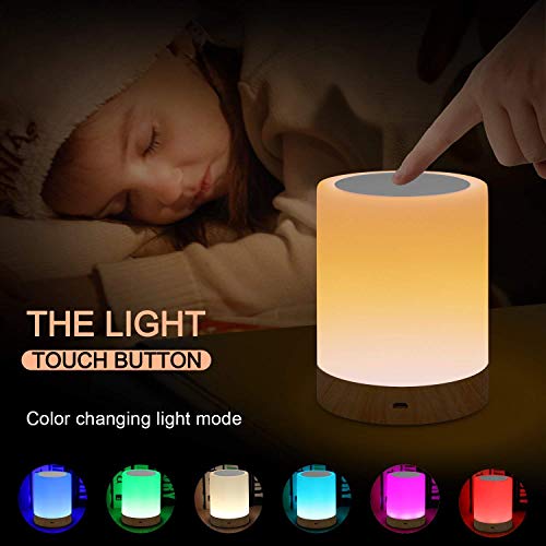 Amouhom Lámpara Nocturna de Control Táctil, lamparas de mesita de noche Portable con Batería Recargable, Lámparas para Dormitorio, 6 Colores Y 16 Cambiantes, el Mejor Regalo para Niños y Amigos