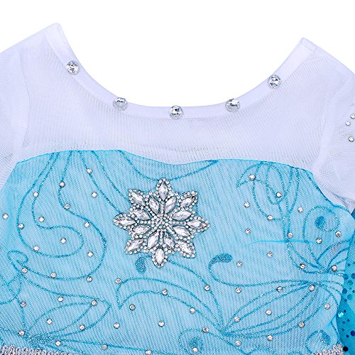AmzBarley Disfraz Niña Princesa Manga Larga, Vestido Niña Fiesta Boda con Capa y 4pcs Accesorios Conjunto para Cosplay Halloween Navidad Carnaval Bautizo Ceremonia Cumpleaños Regalo Azul 01,4-5 Años