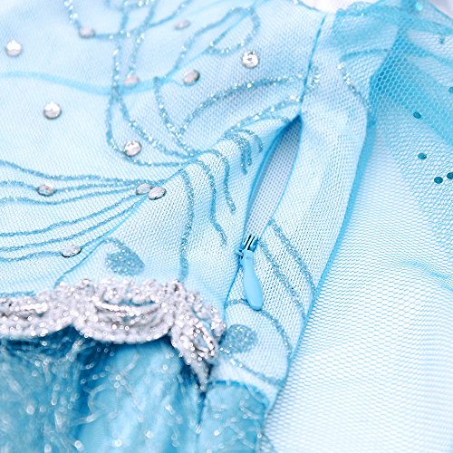AmzBarley Disfraz Niña Princesa Manga Larga, Vestido Niña Fiesta Boda con Capa y 4pcs Accesorios Conjunto para Cosplay Halloween Navidad Carnaval Bautizo Ceremonia Cumpleaños Regalo Azul 01,4-5 Años