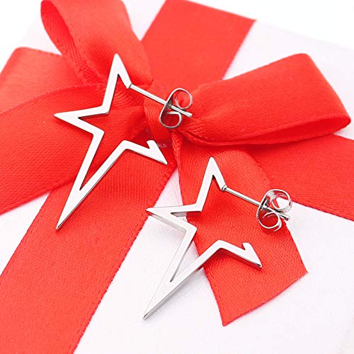 ANAZOZ Pendiente Mujer Hombre Titanio Multicolor 3Pares Estrella Hueca