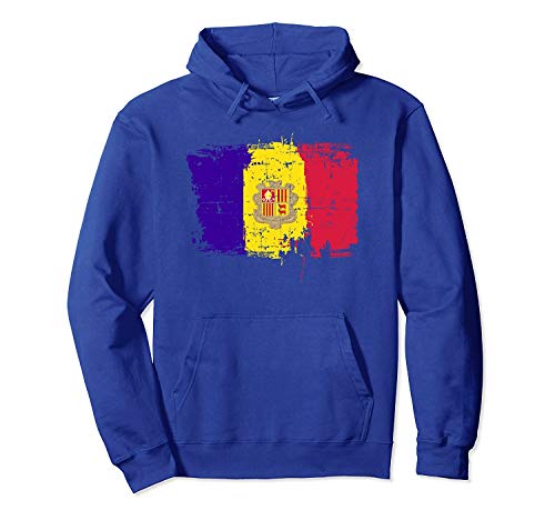 Ando.rra Flag Hoodie Distressed Vintage Style. Front Print Hoodie For Men and Woman