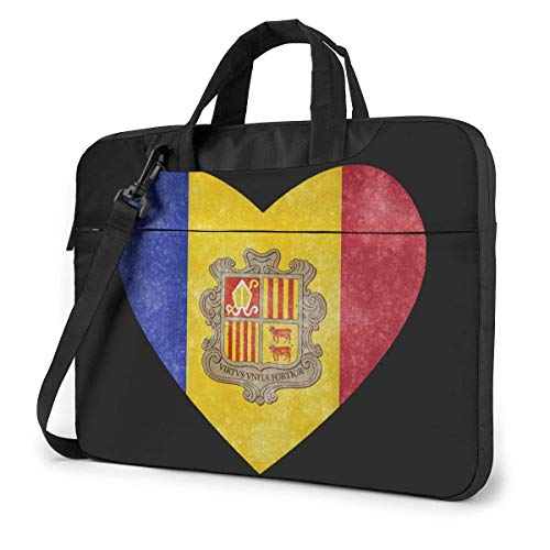 Andorra Heart Flag Laptop Bag Un Hombro Bolsa para portátil a Prueba de Golpes