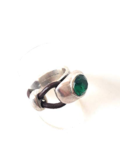 Anillo Ajustable Mujer Cuero y Zamak Bañado en Plata Cristal Swarovski Estilo uno de 50 Regalos para Ella Combinar con Pendientes Hippie a Juego Swaroski Regalo Mujer Anillo Cuero Anillo Rojo. Ibiza