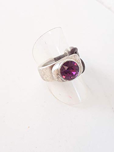 Anillo Ajustable Mujer Cuero y Zamak Bañado en Plata Cristal Swarovski Estilo uno de 50 Regalos para Ella Combinar con Pendientes Hippie a Juego Swaroski Regalo Mujer Anillo Cuero Anillo Rojo. Ibiza