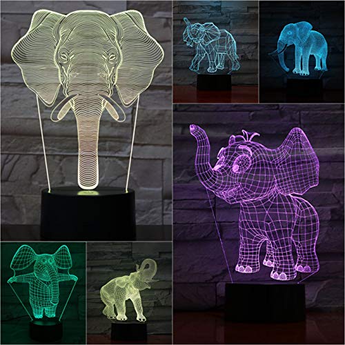 Animal Elephant 3D Lámpara Touch Sensor 7 Color ChangingLamp Niño Niños Baby Kit Nightlight Elephant Led Night Light