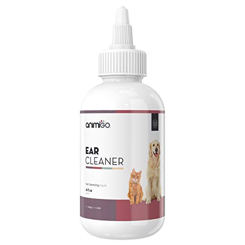 Animigo Limpiador de Oídos para Gatos y Perros | Limpiador Higiénico en Gotas para Limpiar Oídos y Orejas | Sin Alcohol y No Irritante | Aceite de Árbol de Té, Equinácea y Aloe Vera | 118ml