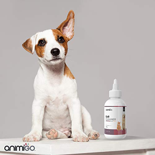 Animigo Limpiador de Oídos para Gatos y Perros | Limpiador Higiénico en Gotas para Limpiar Oídos y Orejas | Sin Alcohol y No Irritante | Aceite de Árbol de Té, Equinácea y Aloe Vera | 118ml